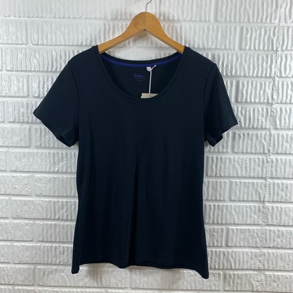 Boden Women Essential Short Sleeve Tee Shirt Black Casual Minimalist NWT L - Picture 3 of 6